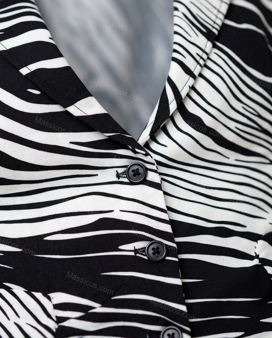 Black Soft Zebra Print Pant Set by Massicos