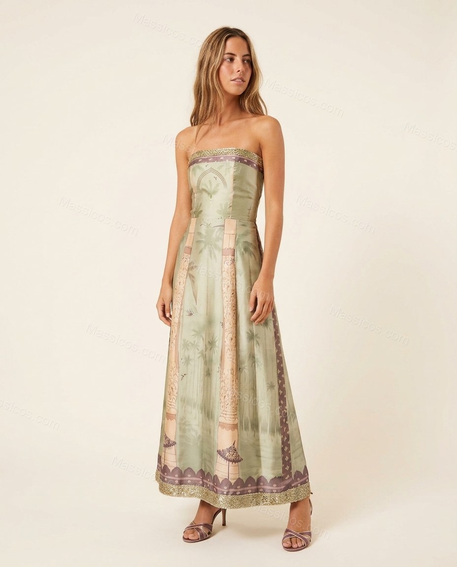 Sage Polished Lace Maxi Dress by Massicos