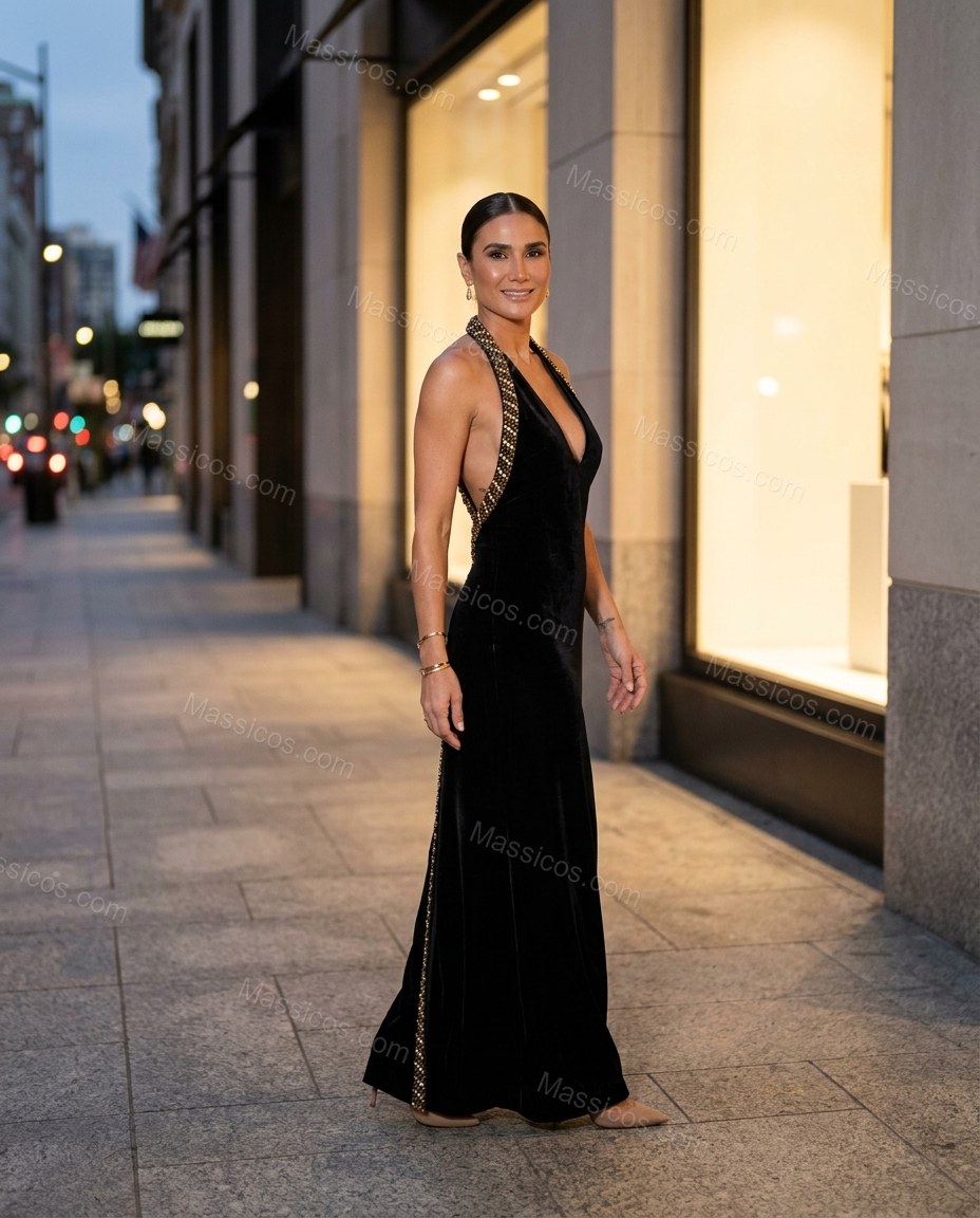 Black After-Dark Halter Maxi Dress by Massicos
