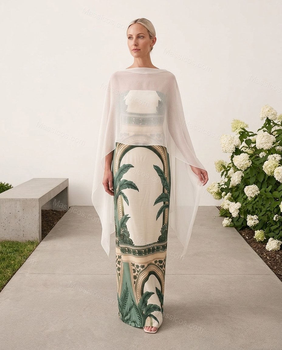 Ivory After-Dark Lace Maxi Dress Ivory Maxi Dress with Relaxed Fit silhouette and Satin texture, clean studio product view for Day-to-Night, a transitional city plan, Fall late-summer dinners, city weekends, and early-fall plans, Euro Chic Premium by Massicos