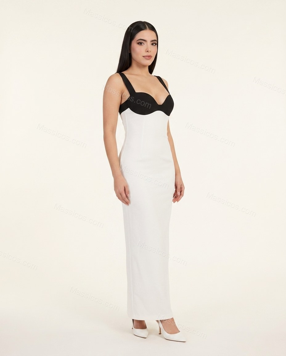 White Polished Textured Maxi Dress by Massicos