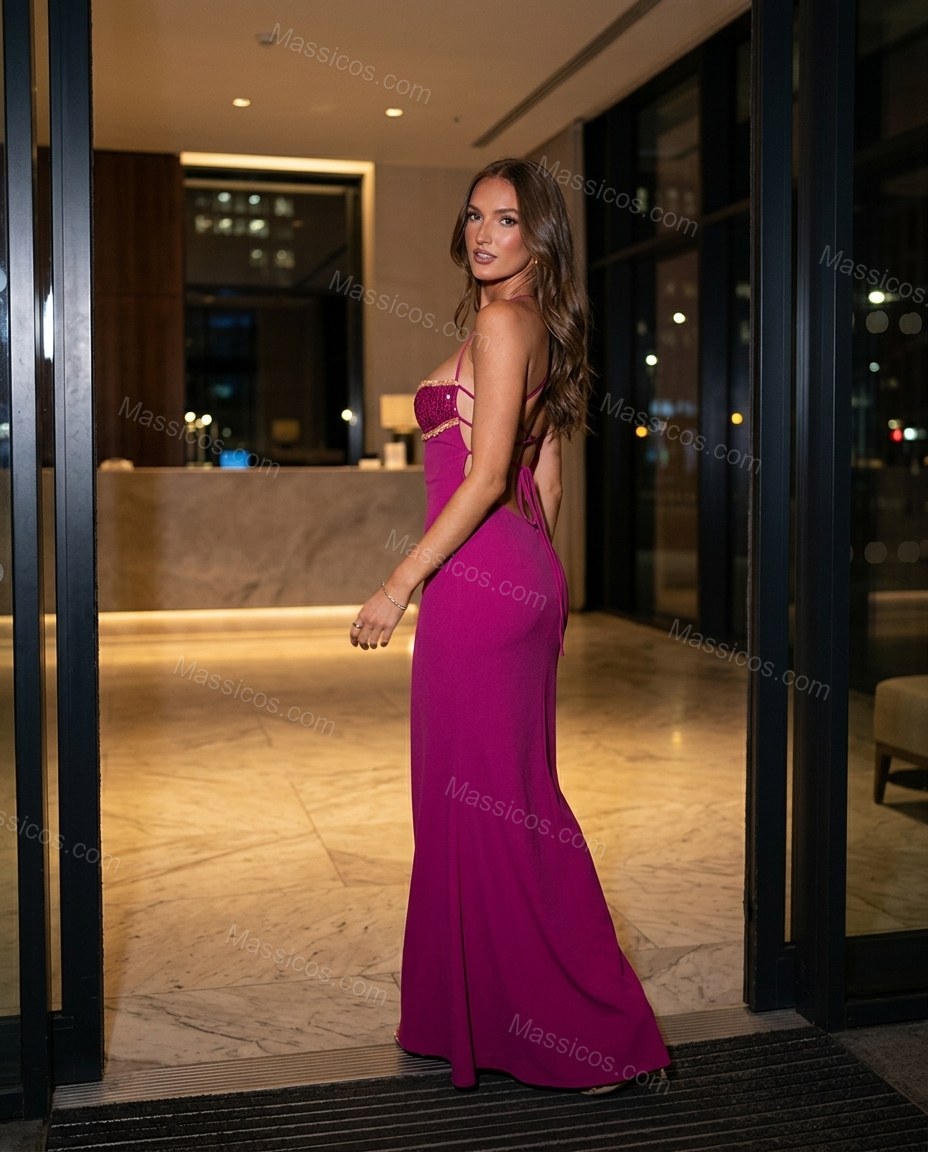 Magenta Elevated Lace Maxi Dress Magenta Maxi Dress with Flowing silhouette and Textured texture, fabric and construction detail for Day-to-Night, a transitional city plan, Fall late-summer dinners, city weekends, and early-fall plans, US East / Hamptons by Massicos