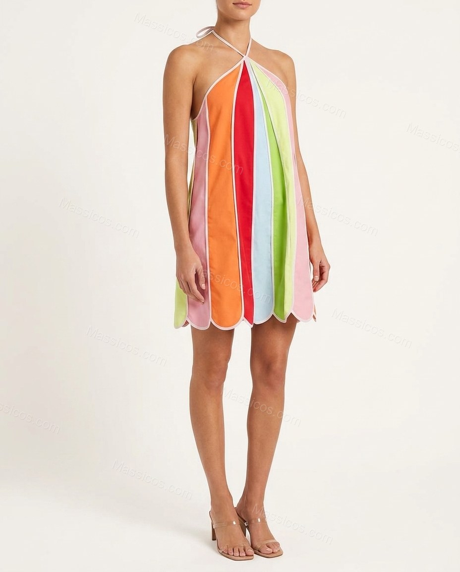 Multicolor Polished Textured Mini Dress by Massicos