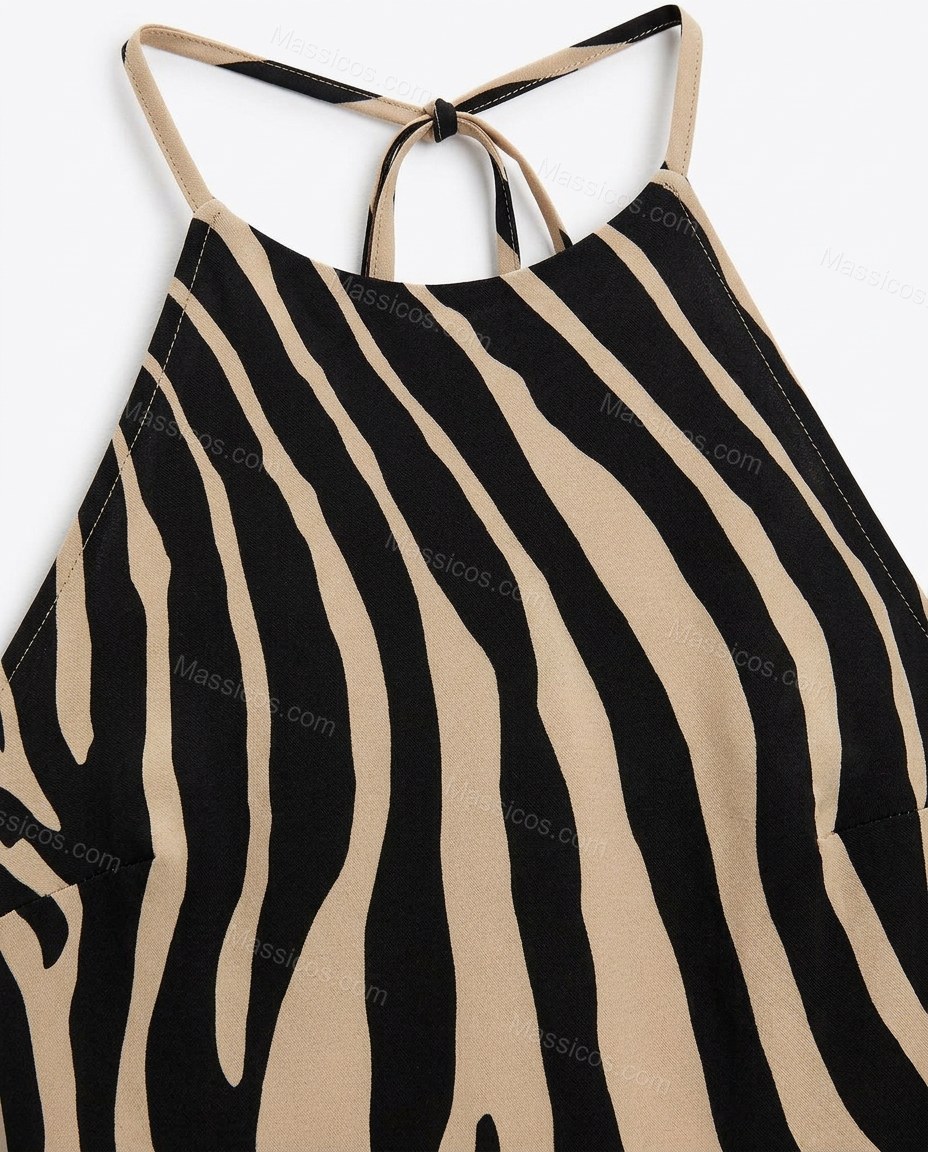 Beige Polished Zebra Print Maxi Dress Beige Maxi Dress with Flowing silhouette and Textured texture, additional styling view for Day-to-Night, a transitional city plan, Fall late-summer dinners, city weekends, and early-fall plans, US Coastal Glam by Massicos
