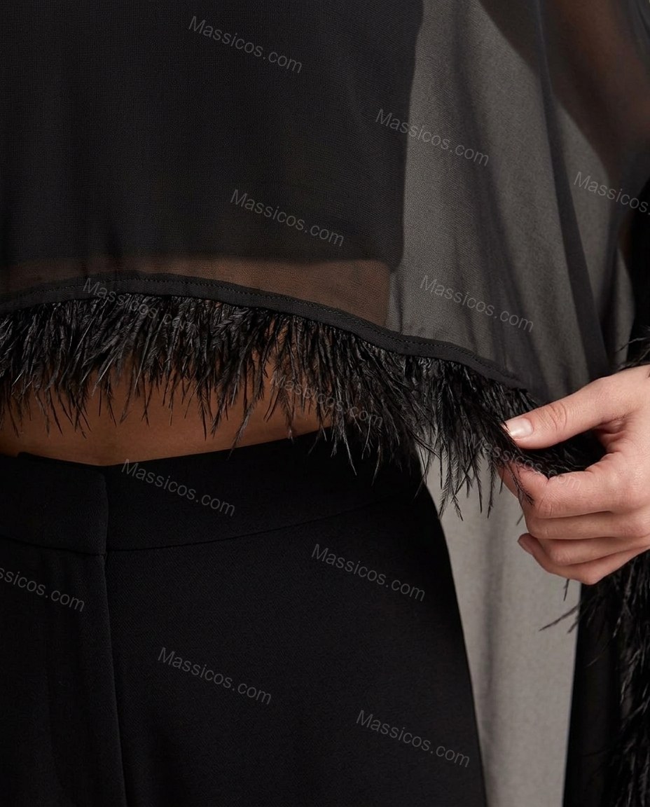 Black Lace Sheer Sheer Fabric Duster Jacket by Massicos