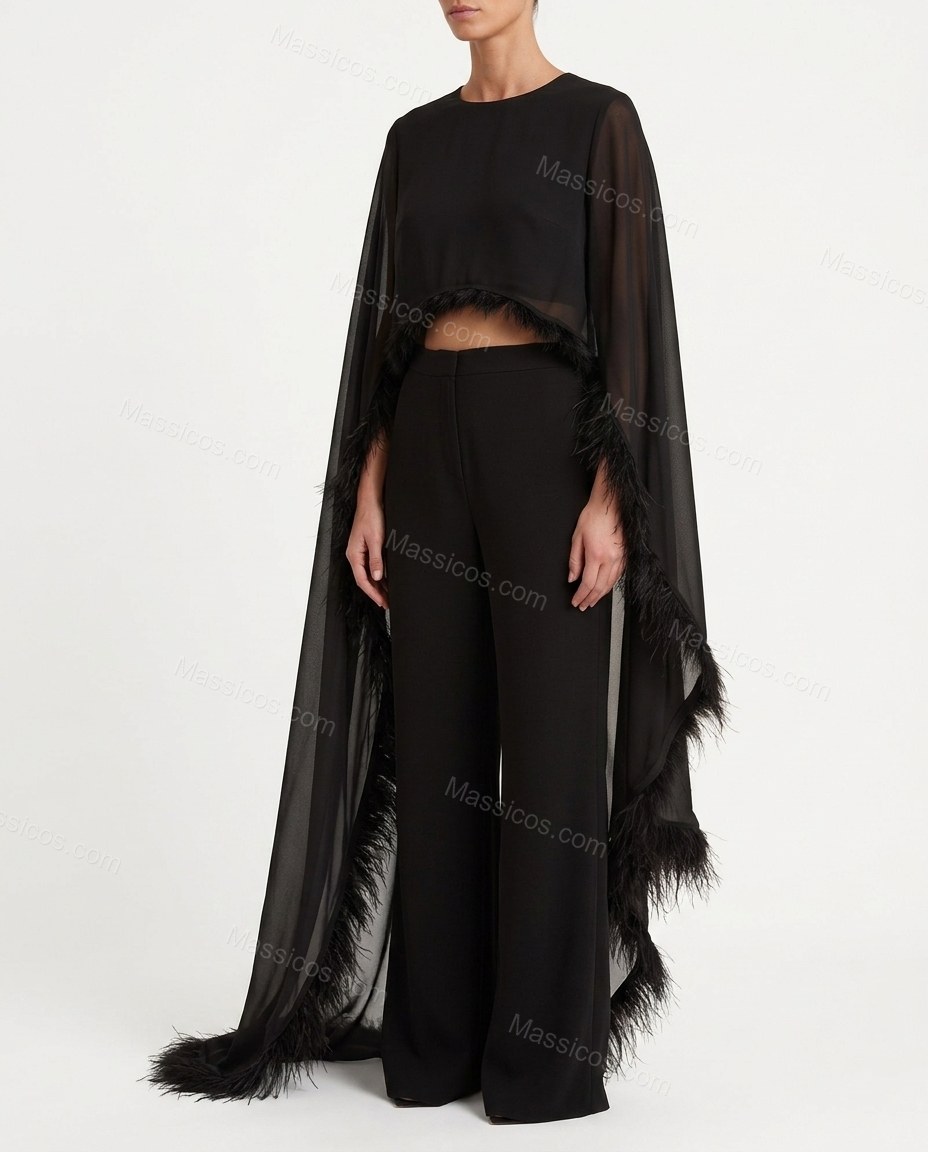 Black Lace Sheer Sheer Fabric Duster Jacket by Massicos