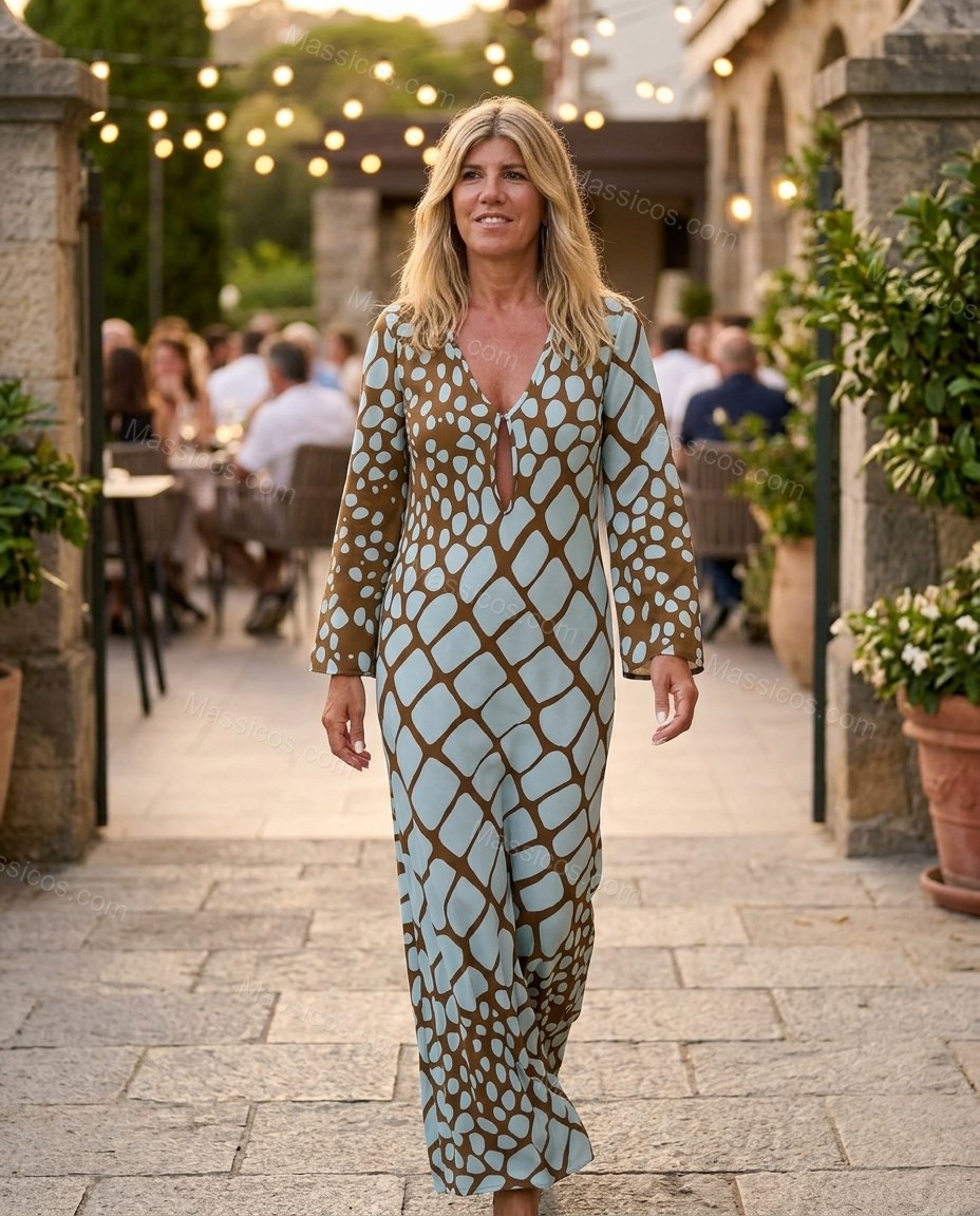 Brown Effortless Animal Print Maxi Dress by Massicos