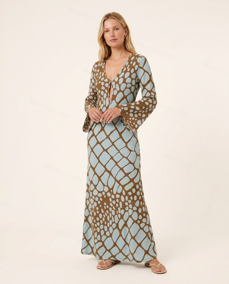 Brown Effortless Animal Print Maxi Dress by Massicos