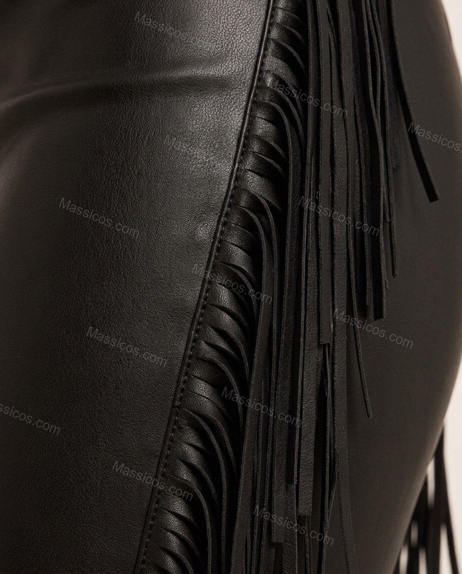 Black Polished Fringe Pants by Massicos