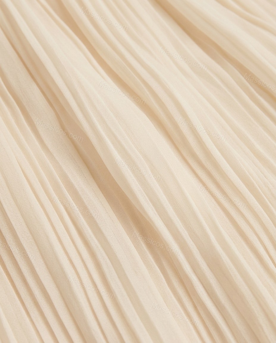 Cream Sunlit Pleated Mini Dress Cream Mini Dress with Relaxed Fit silhouette and Textured texture, additional styling view for Day-to-Night, an early-evening outing, Fall late-summer dinners, city weekends, and early-fall plans, US East / Hamptons Elite by Massicos