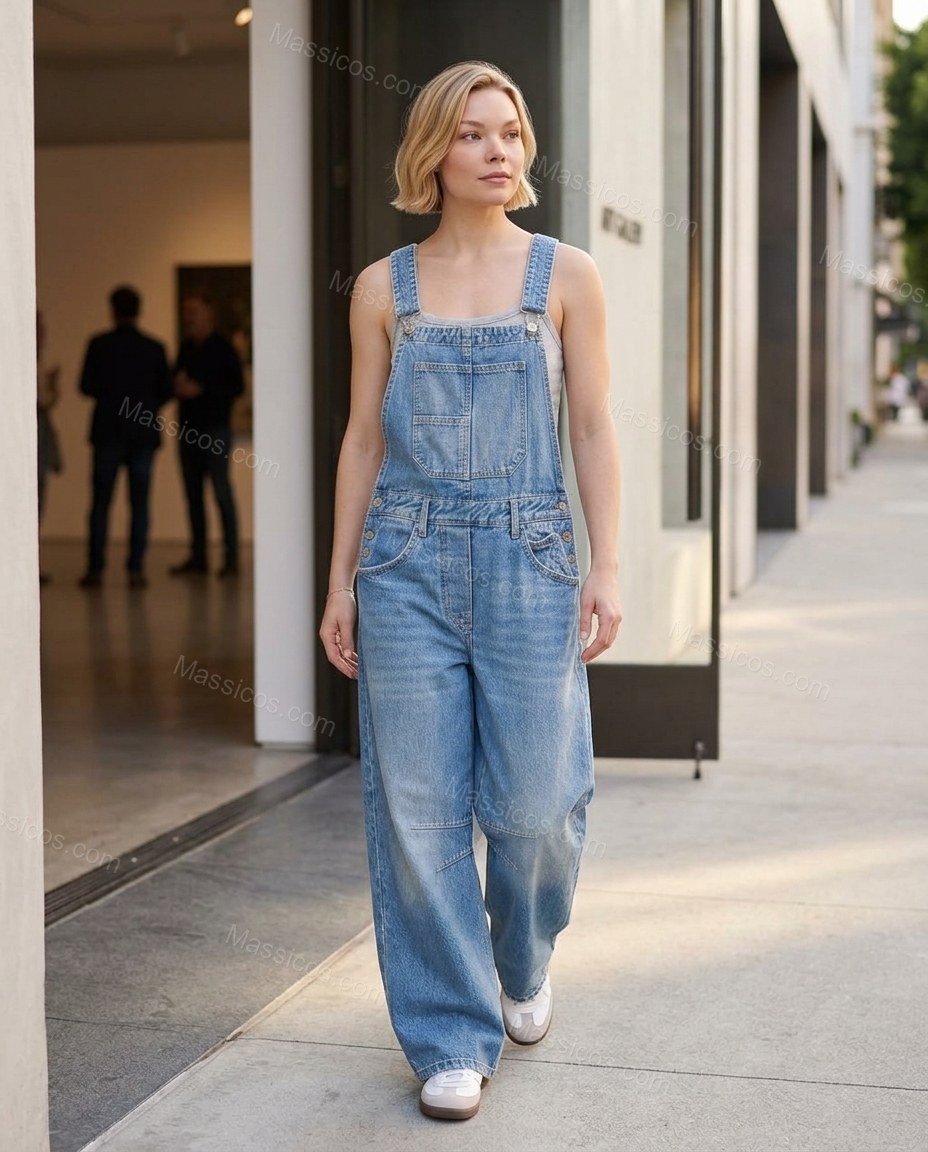 Blue Effortless Denim Wide-Leg Jumpsuit by Massicos