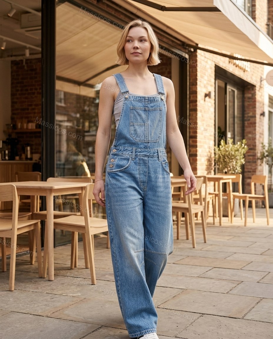 Blue Effortless Denim Wide-Leg Jumpsuit by Massicos