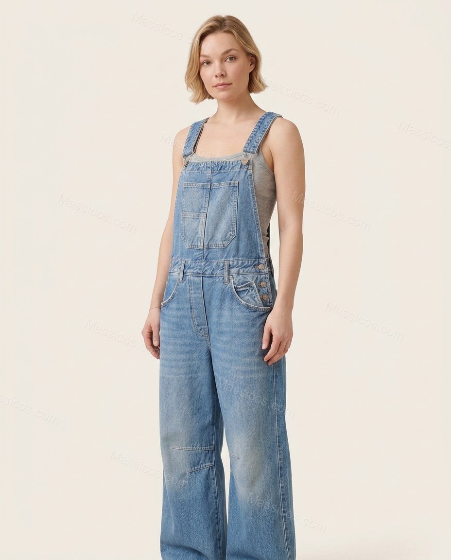 Blue Effortless Denim Wide-Leg Jumpsuit by Massicos