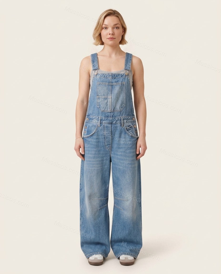 Blue Effortless Denim Wide-Leg Jumpsuit by Massicos