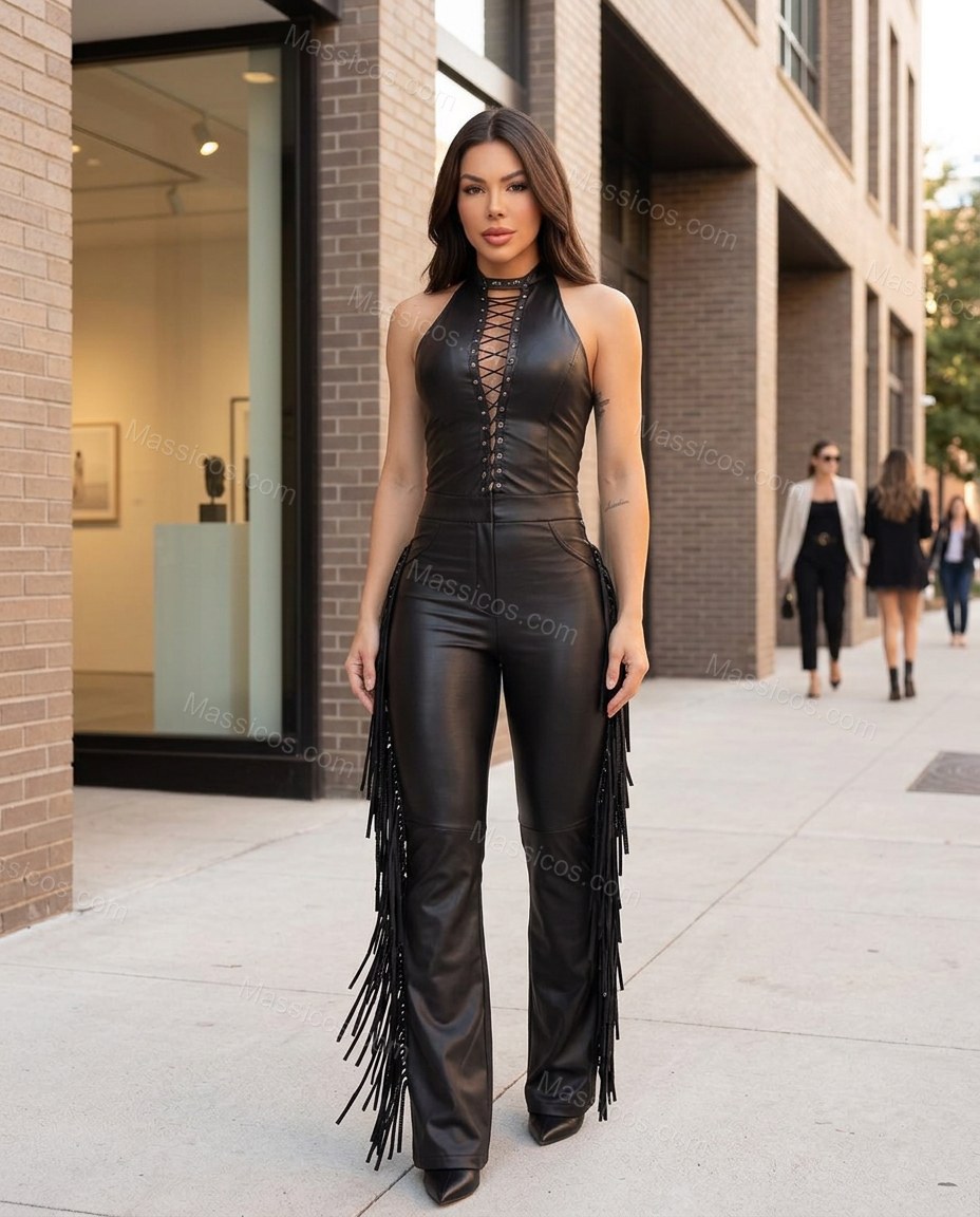 Black After-Dark Lace Halter Jumpsuit by Massicos