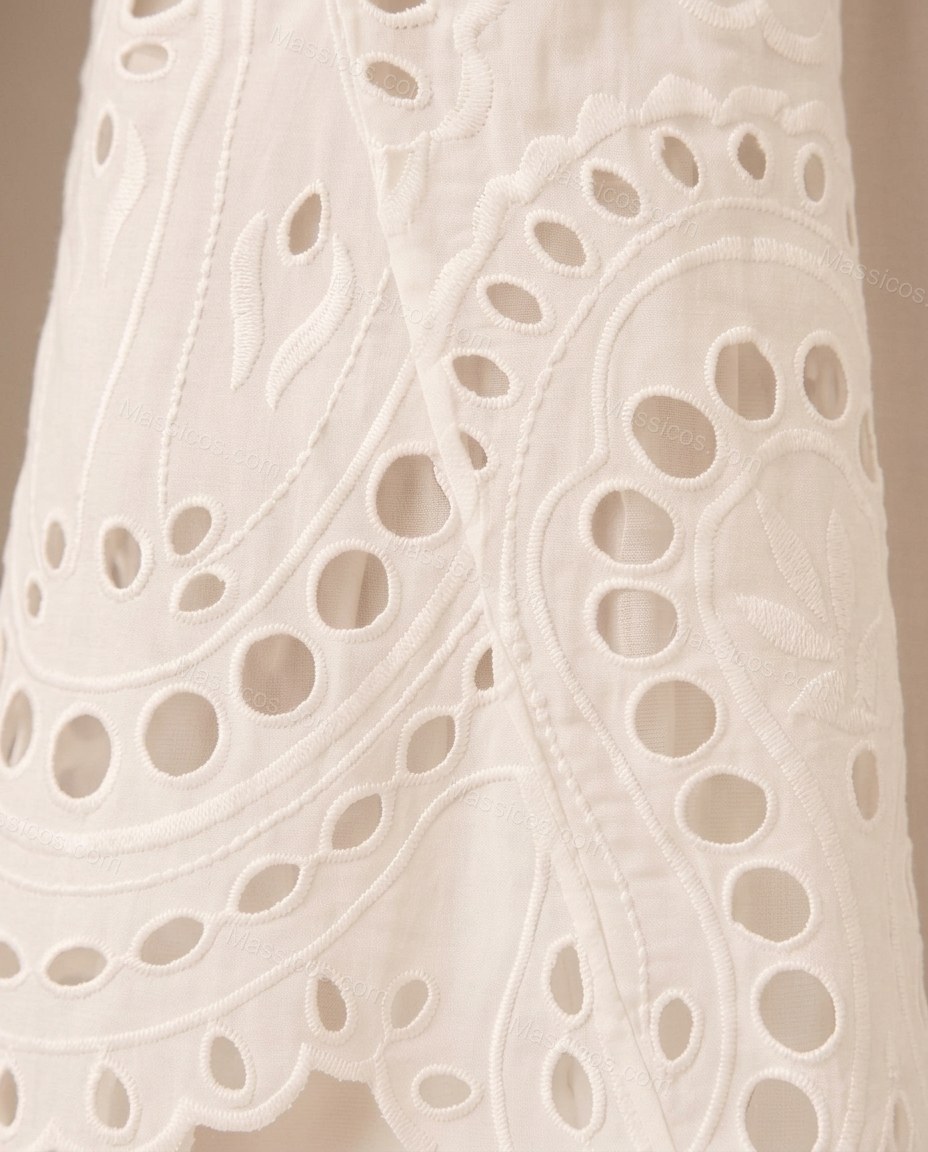 White Soft Embroidered Midi Dress by Massicos