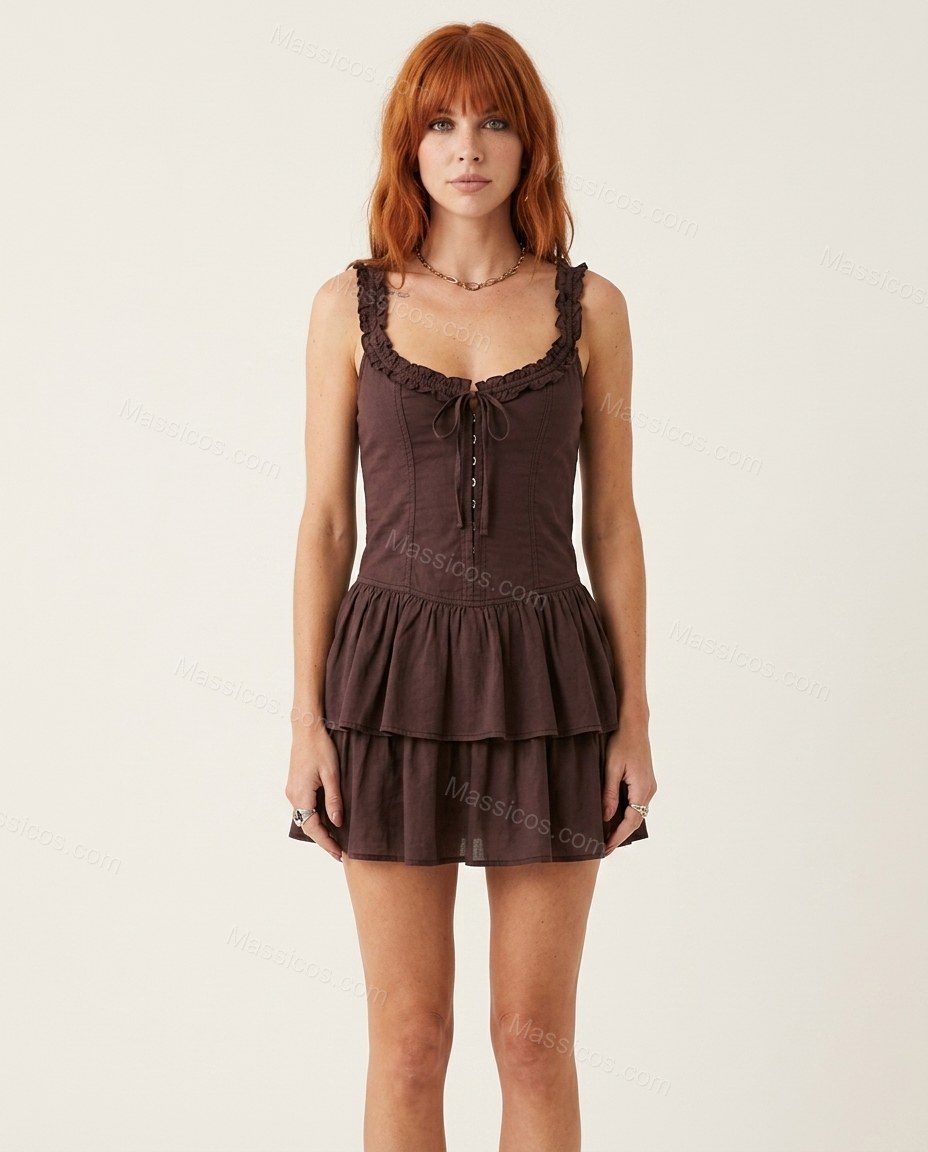 Dark Purple Refined Tiered Mini Dress by Massicos