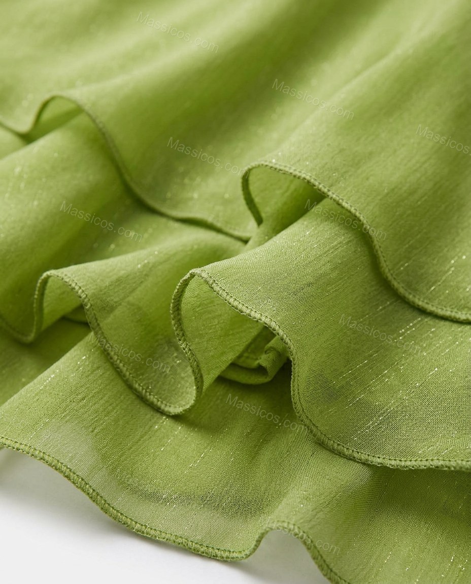 Green Romantic Tiered Mini Dress by Massicos