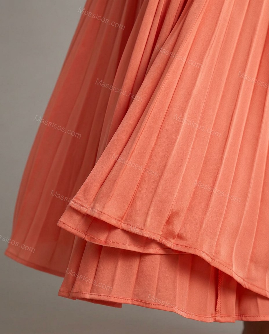 Coral Maxi Open-Back Halter Dress, close-up of open back, ruched waistband and gathered bodice, by Massicos