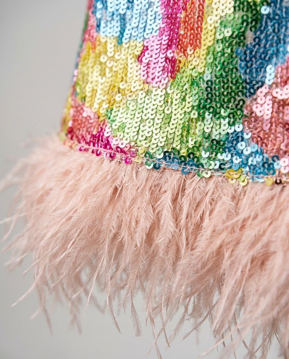 Multi-Color Abstract Mini Halter Dress, close-up of abstract, by Massicos