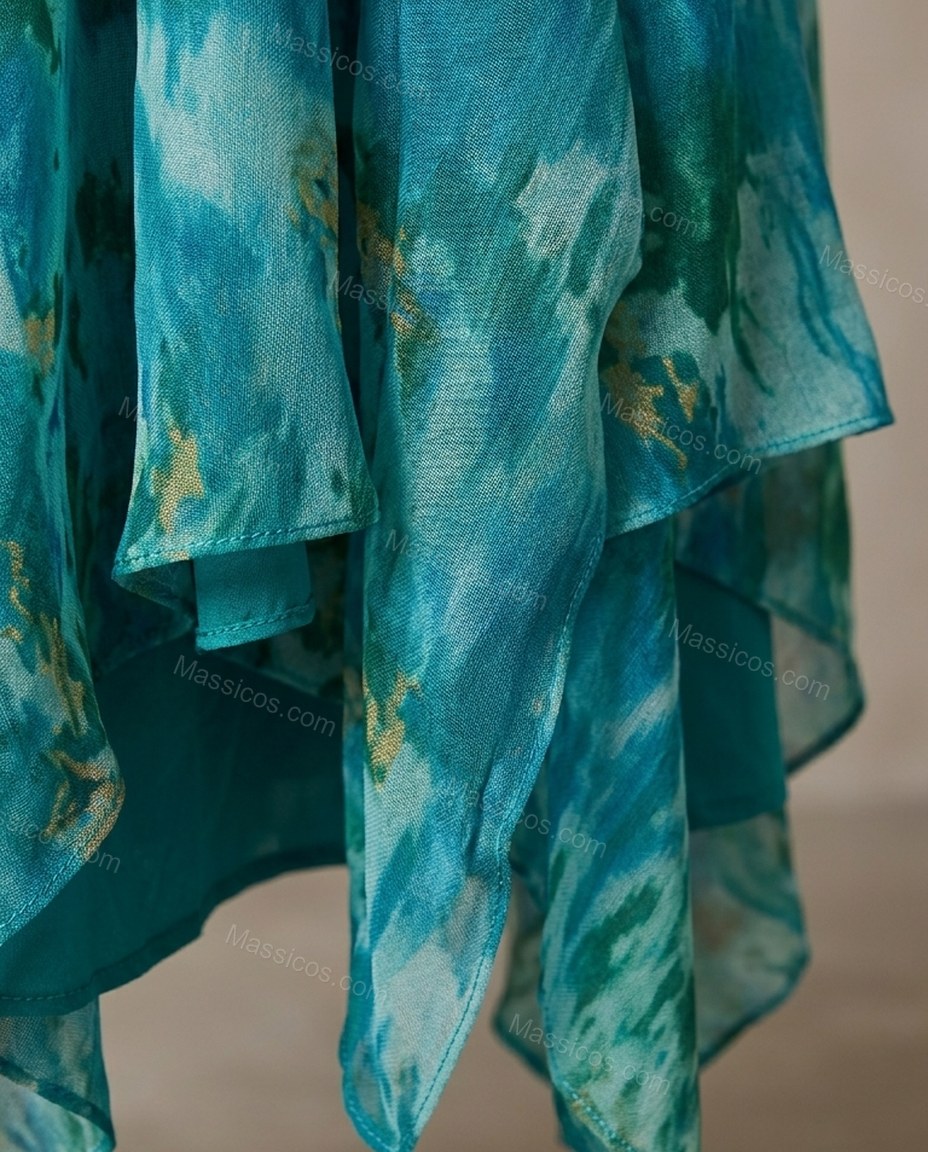 Green Abstract Maxi Halter Dress, close-up of abstract, by Massicos