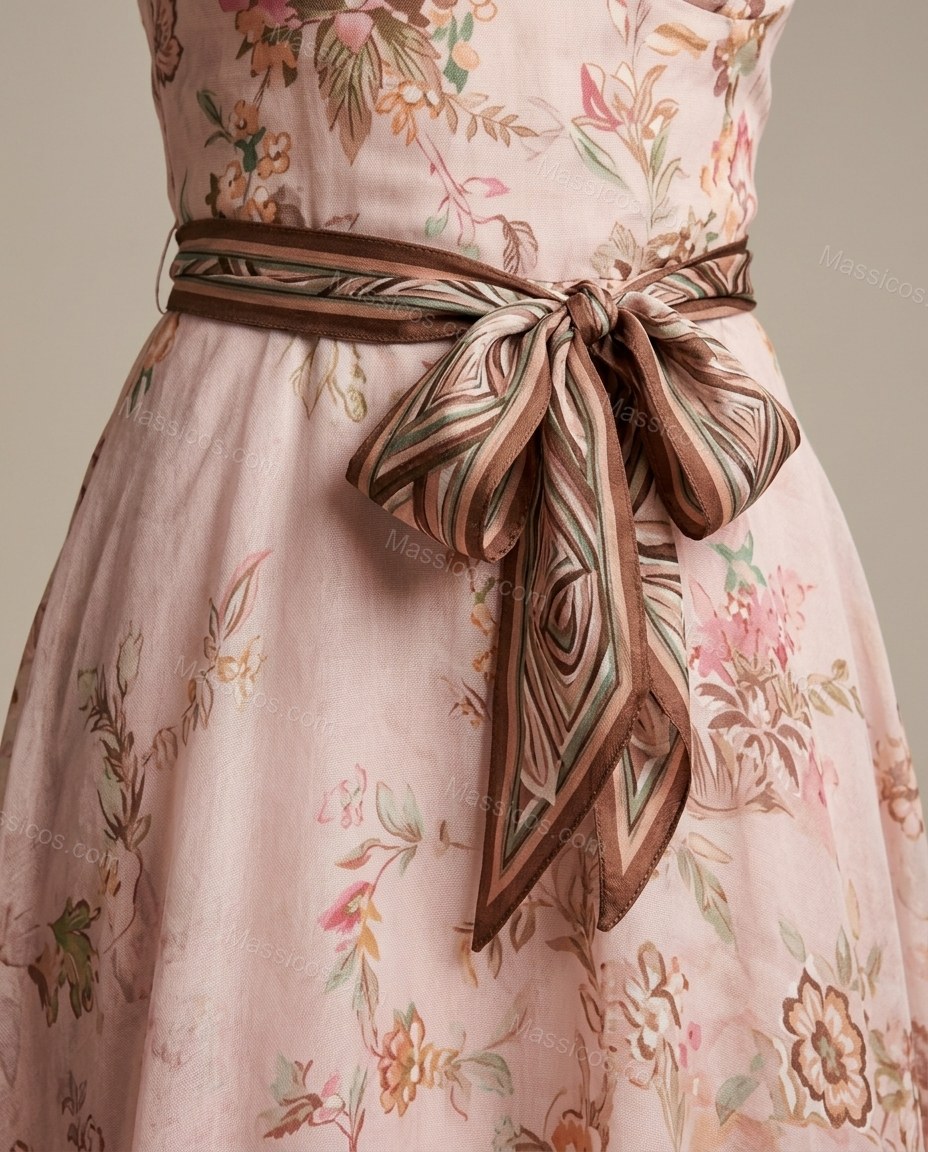 Light Pink Floral Maxi Dress, close-up of floral, by massicos