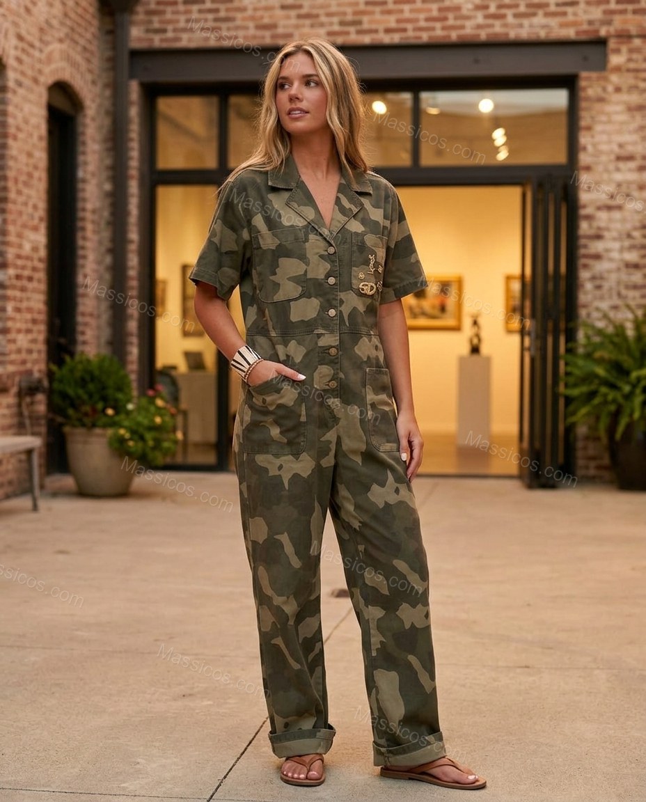 Green Jumpsuit, alternate use-case lifestyle view, by massicos