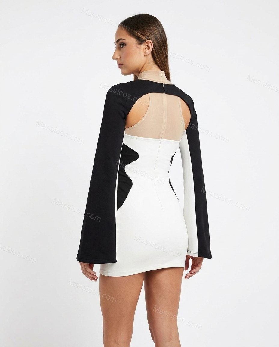 White Mini Knit Dress, back studio view, by Massicos