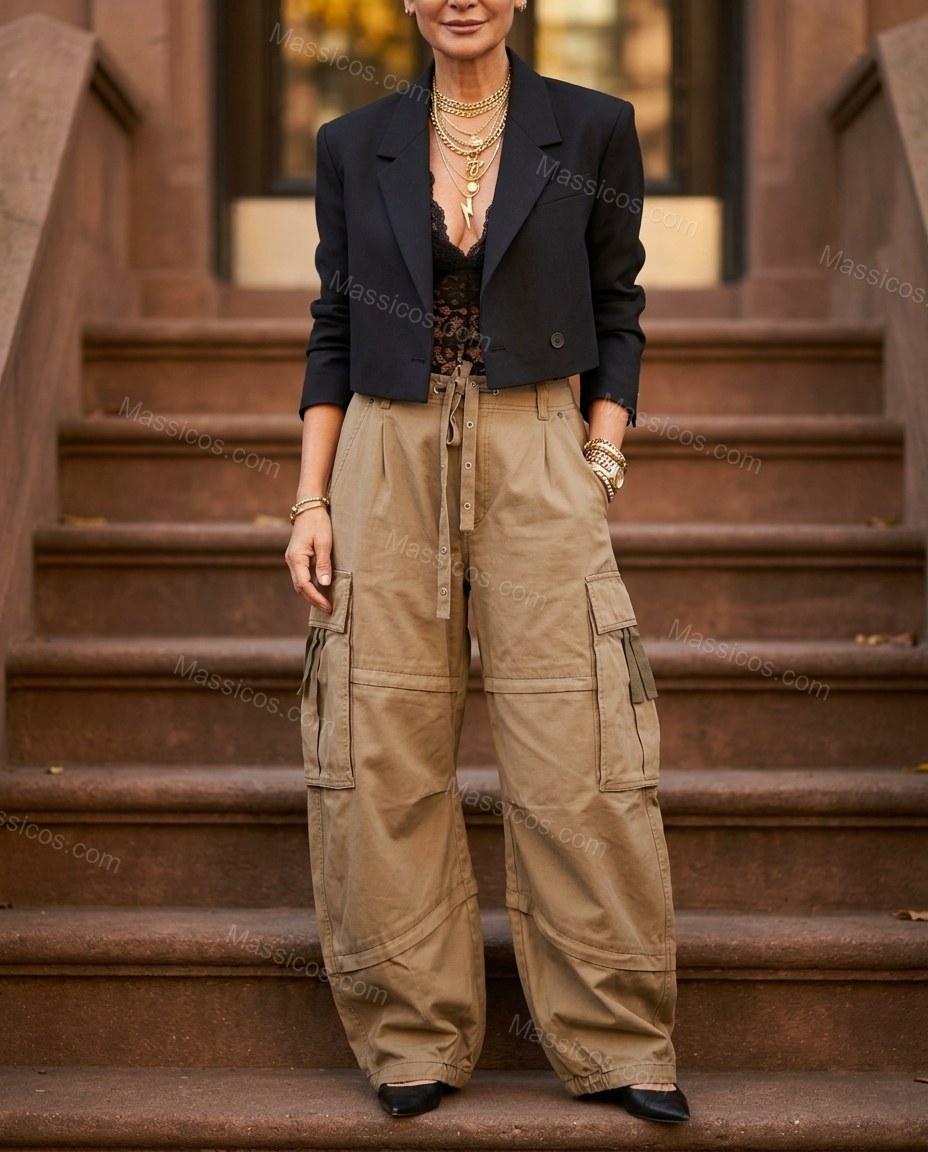 Khaki Cotton Pants, alternate use-case lifestyle view, by Massicos