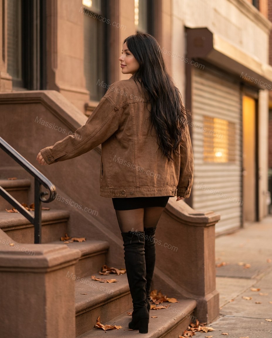 Brown Jacket, alternate use-case lifestyle view, by Massicos