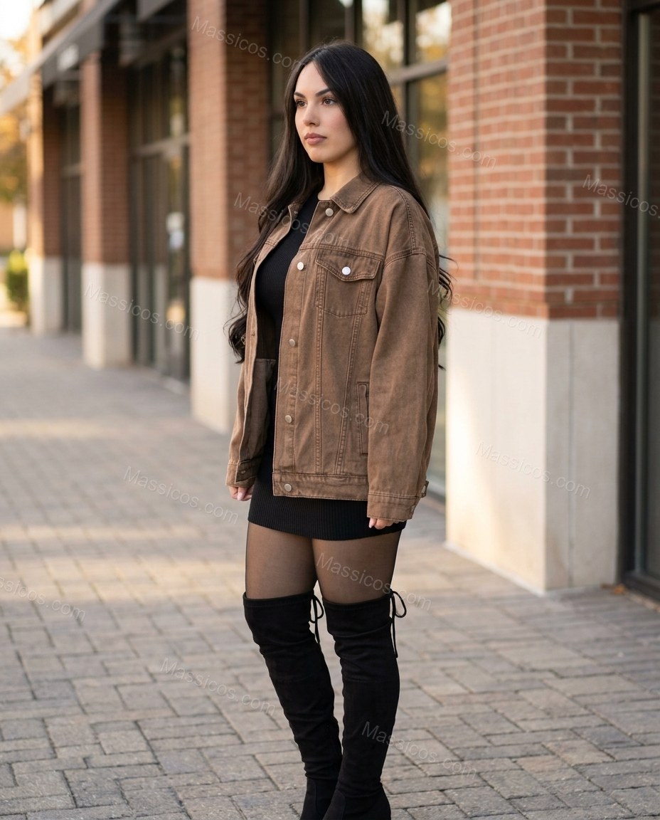 Brown Jacket, three-quarter brand lifestyle view, by Massicos