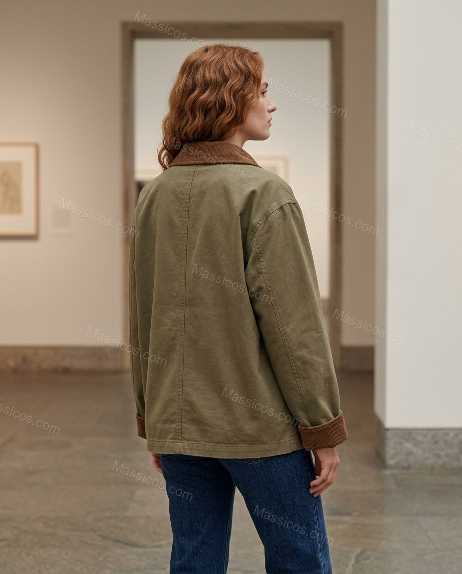 Olive Green Corduroy Jacket, alternate use-case lifestyle view, by Massicos