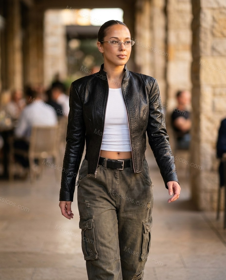Black Jacket, movement and fit lifestyle view, by Massicos