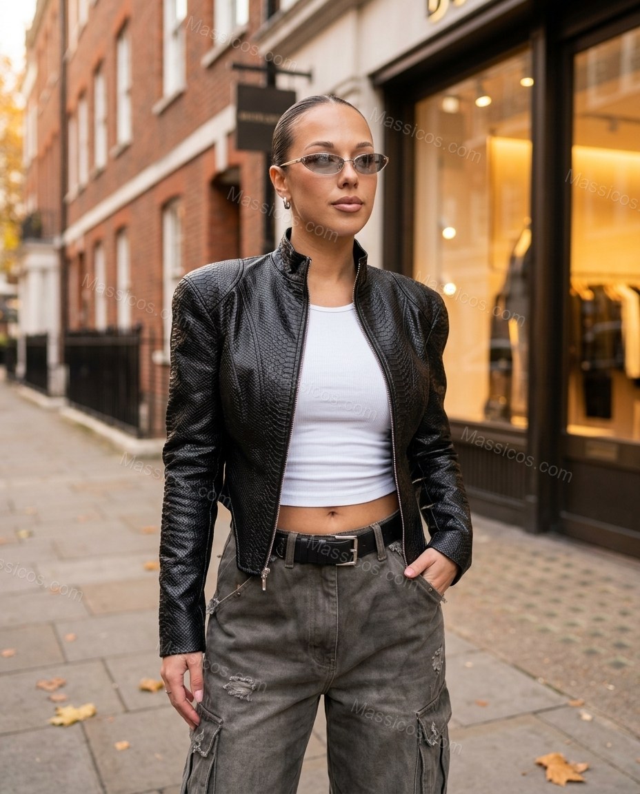Black Jacket, three-quarter brand lifestyle view, by Massicos