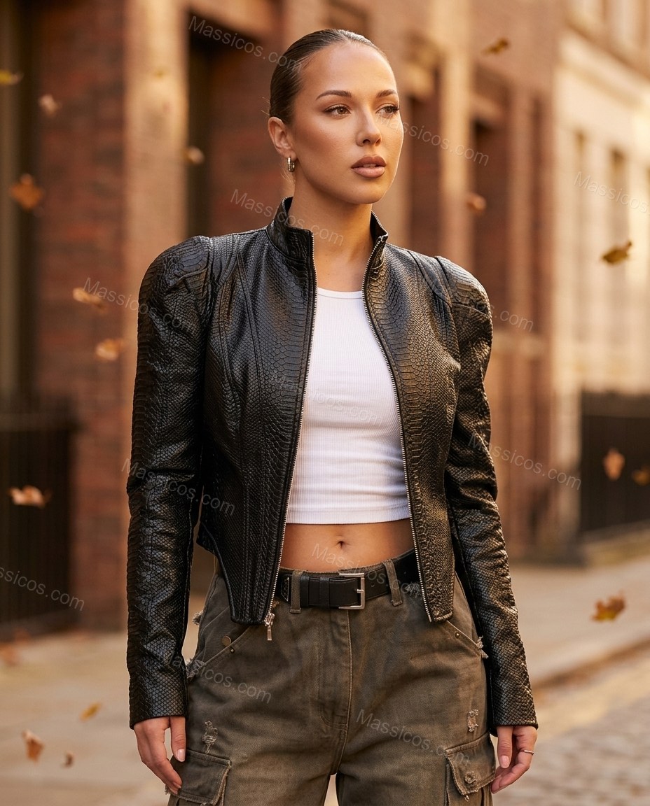 Black Jacket, full-length hero view, by Massicos
