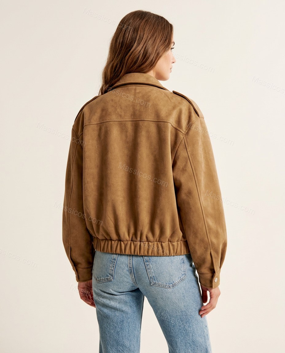 Camel Brown Lace Cropped Structured Statement Jacket by Massicos