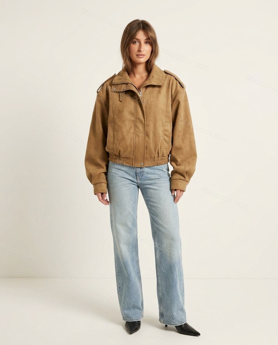 Camel Brown Lace Cropped Structured Statement Jacket by Massicos