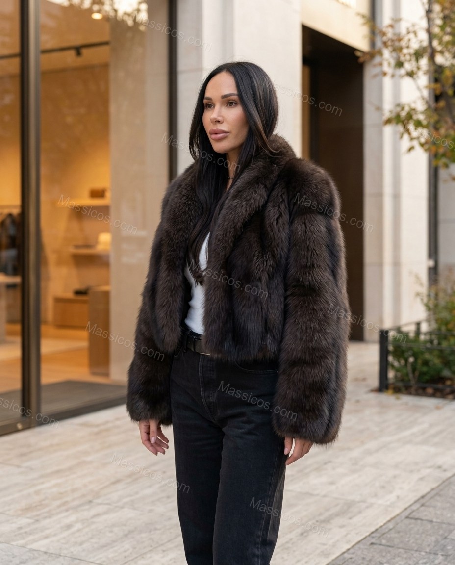 Dark Brown Jacket, three-quarter brand lifestyle view, by Massicos