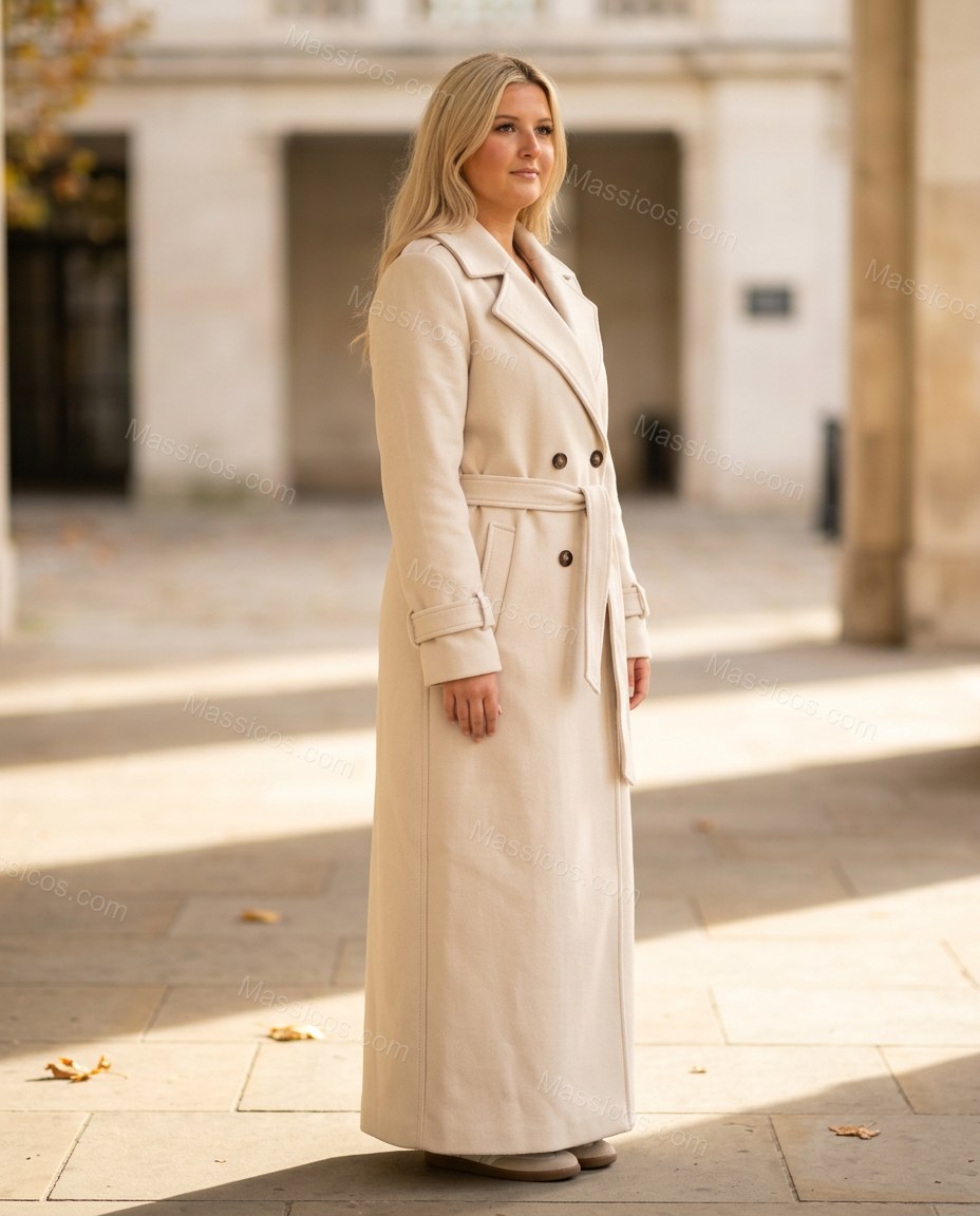 Cream Skirt Set, walking lifestyle view, by Massicos