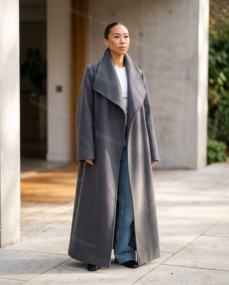 Charcoal Gray Coat, alternate use-case lifestyle view, by Massicos