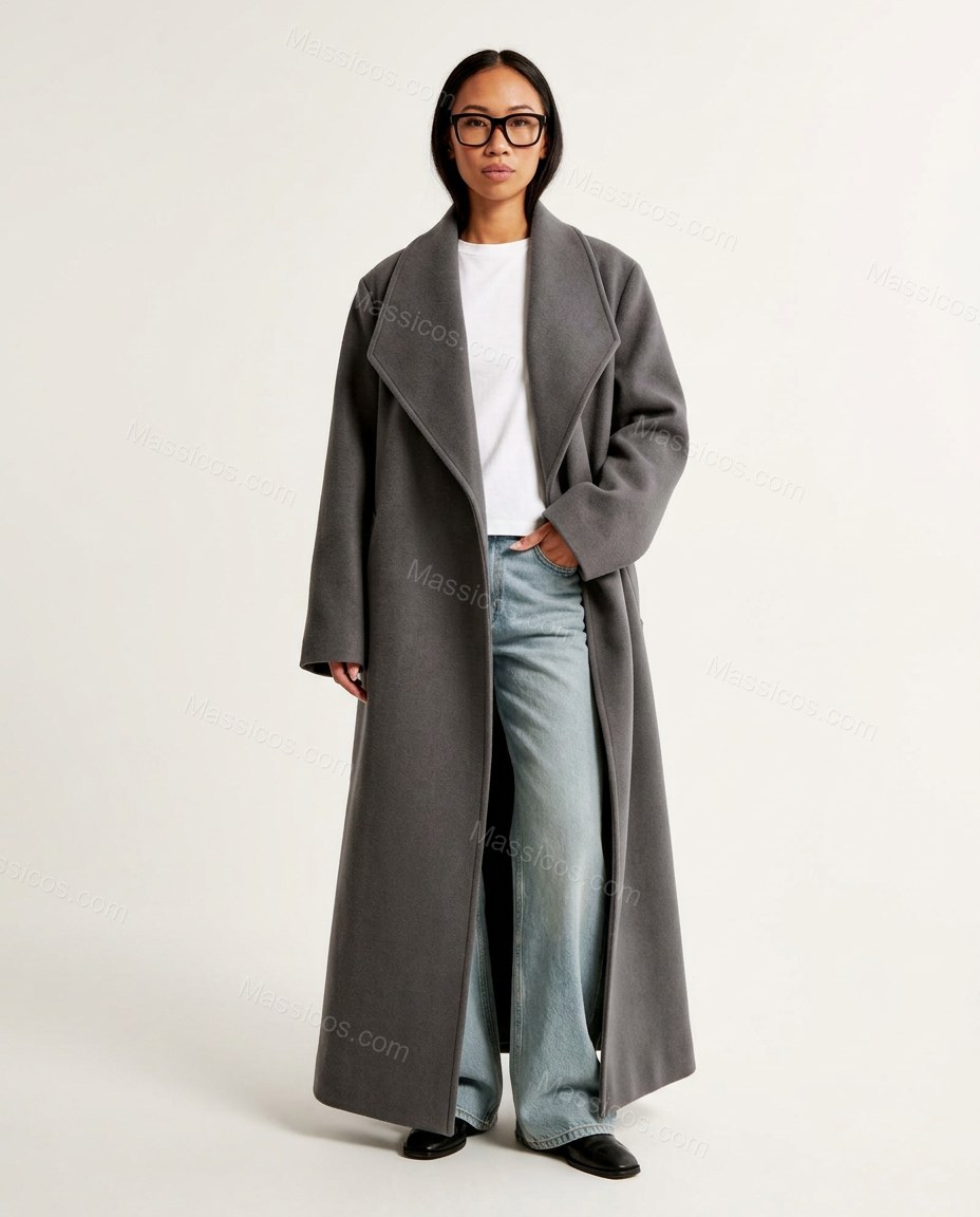 Charcoal Gray Coat, front studio view, by Massicos