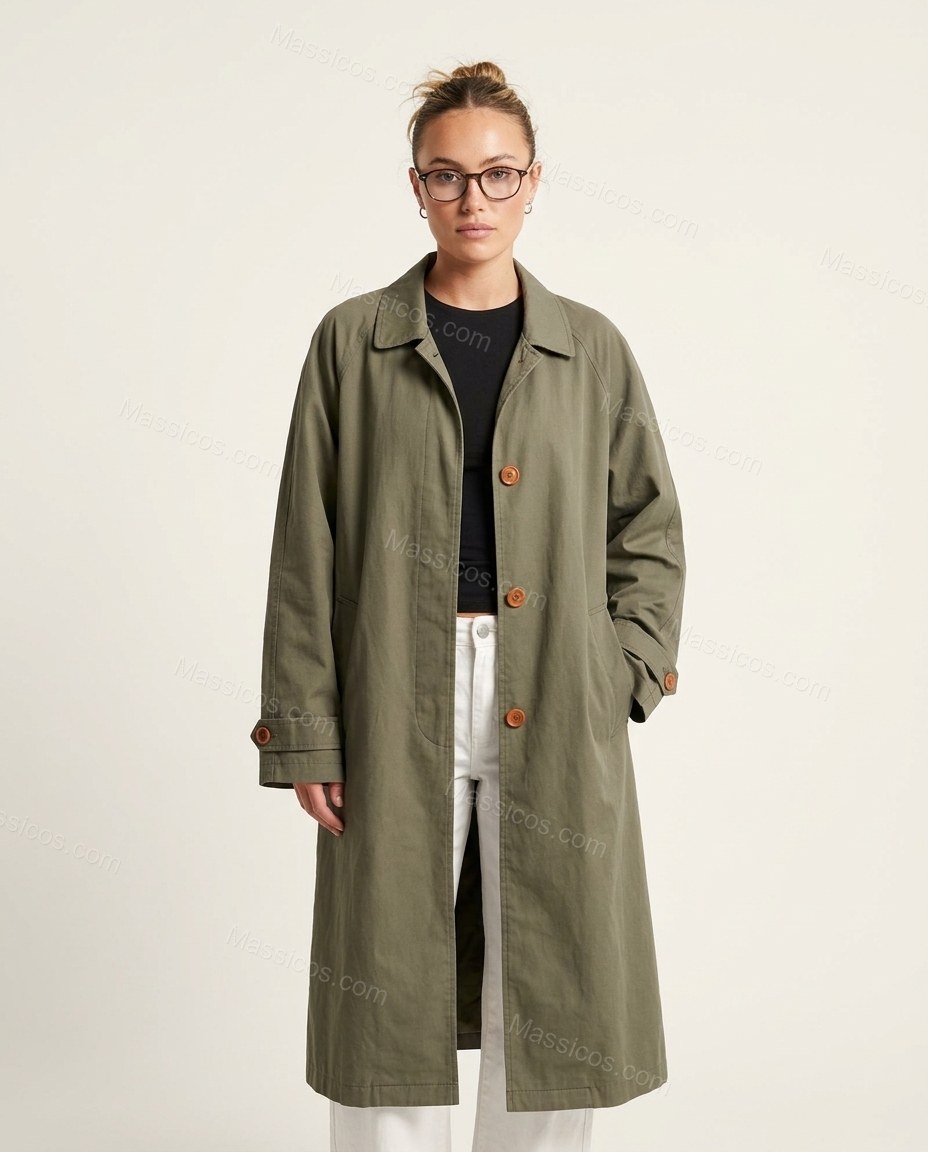 Olive Green Two-Piece Set, front studio view, by Massicos