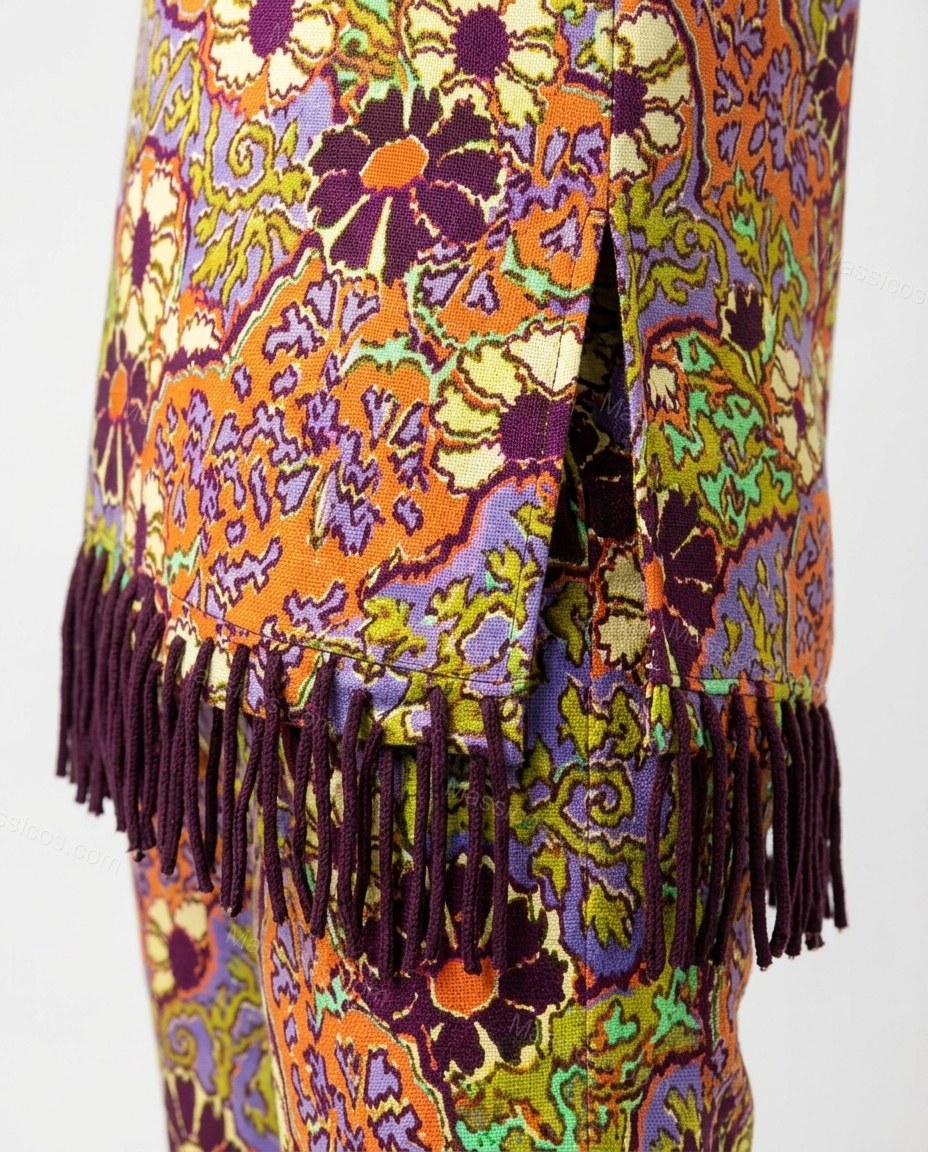 Purple Floral Fringe Top & Pants Set, close-up of floral, by Massicos