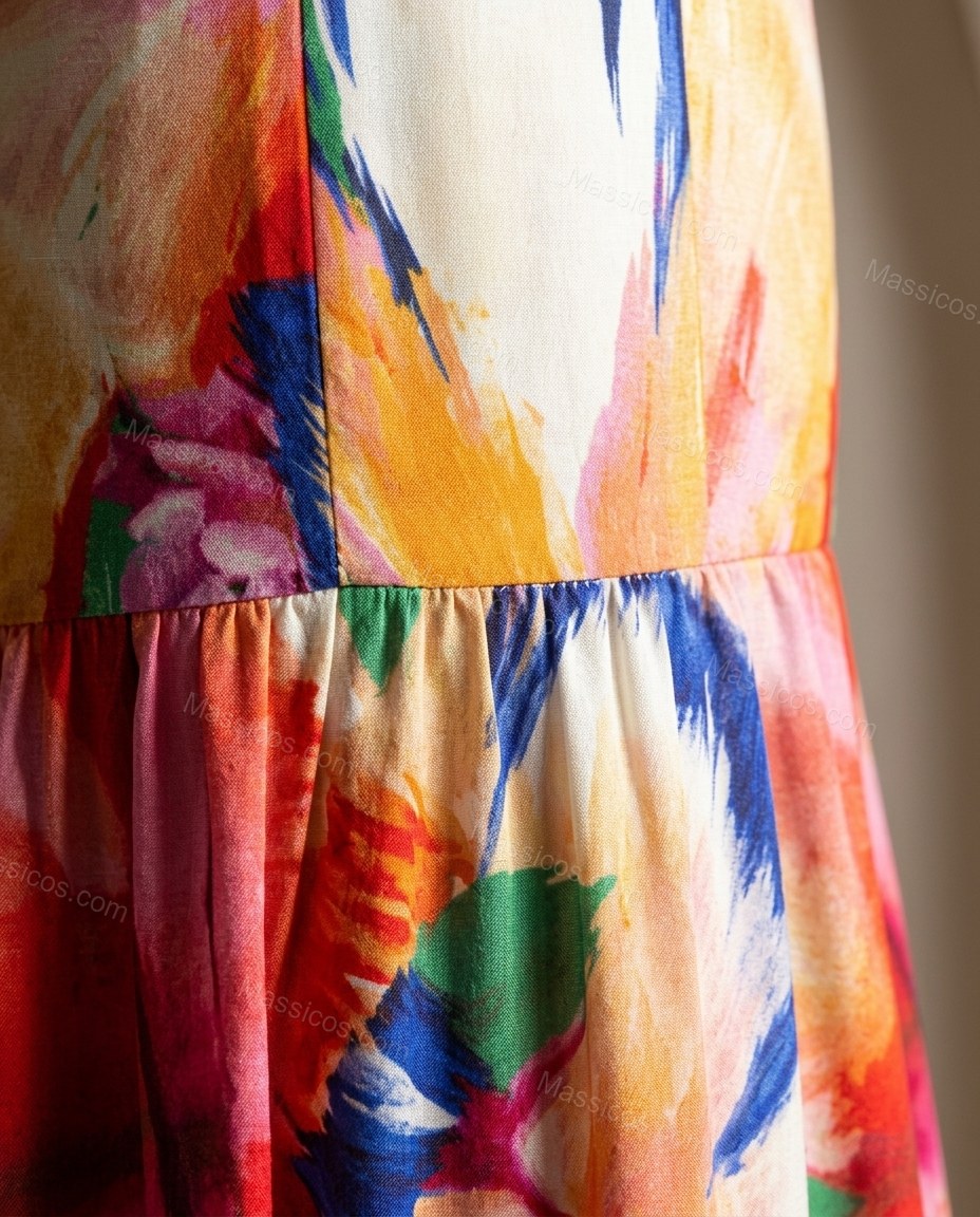 Pink Floral Maxi Open-Back Dress, close-up of floral, by Massicos