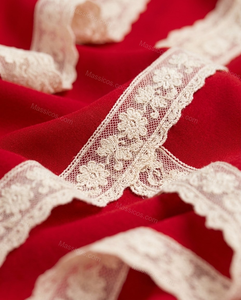 Red Striped Maxi Tiered Dress, close-up of striped, by Massicos