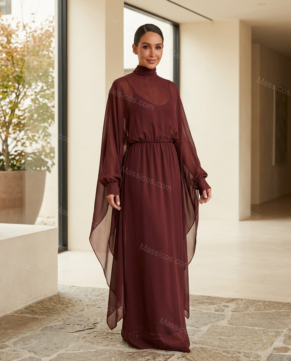 Burgundy Maxi Dress, full-length hero view, by Massicos