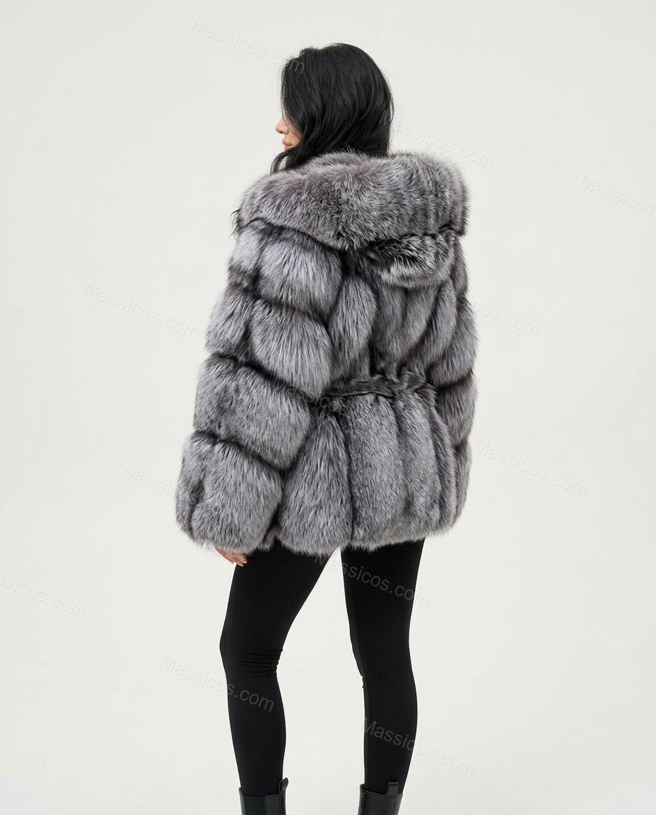 Silver Coat, back studio view, by Massicos