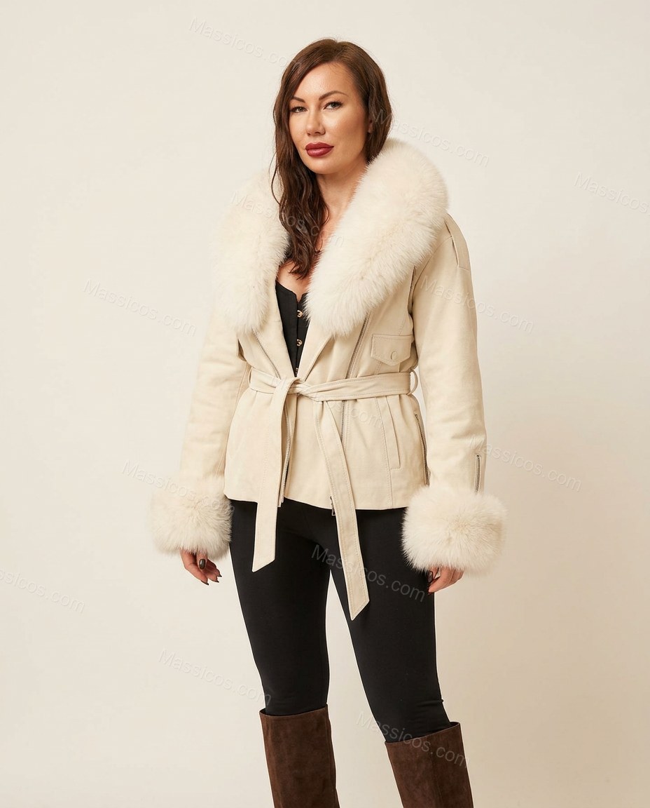 Cream Asymmetric Jacket, front studio view, by Massicos