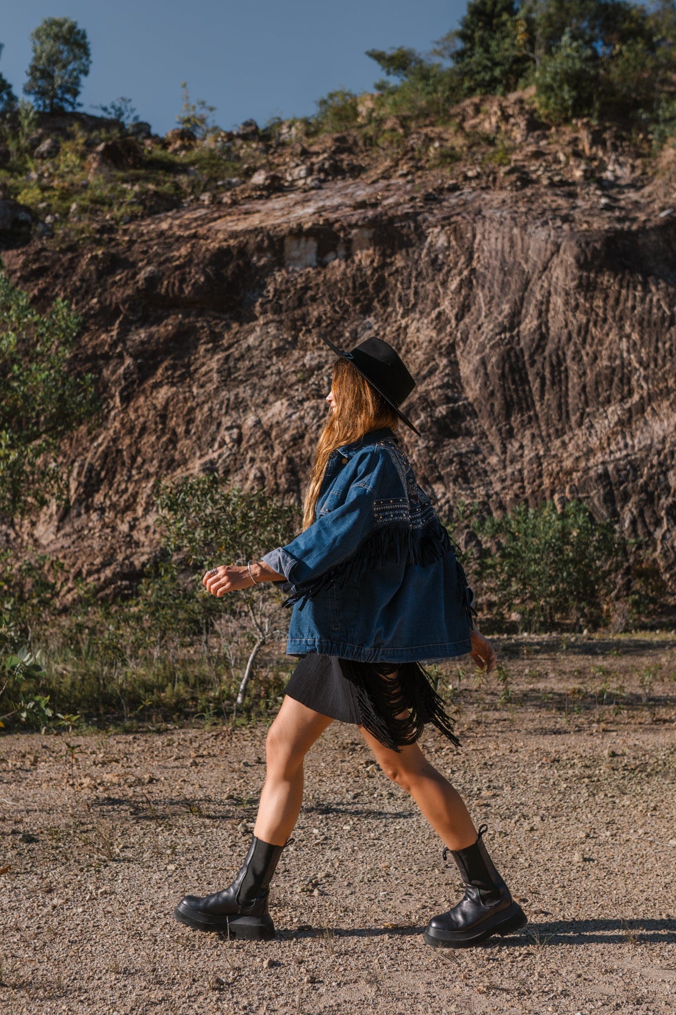 Floral Embroidered Denim Jacket-CALLISTARI