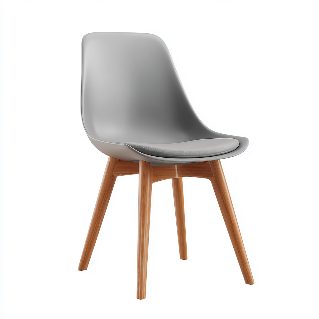 Chaise de salle à manger - plastique-bois - 45x49x83 cm - gris - style scandinave-Villaaro